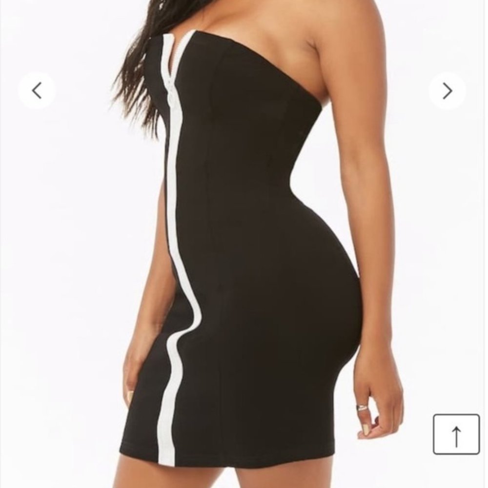 MNI LA Zip Front Bodycon Mini Dress Black Sz 1X - Picture 3 of 16
